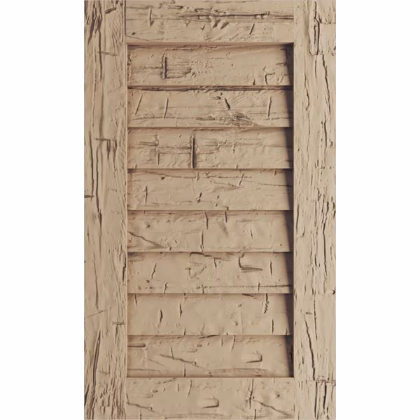 Timberthane Hand Hewn Vertical Faux Wood Non-Functional Gable Vent, Primed Tan, 36